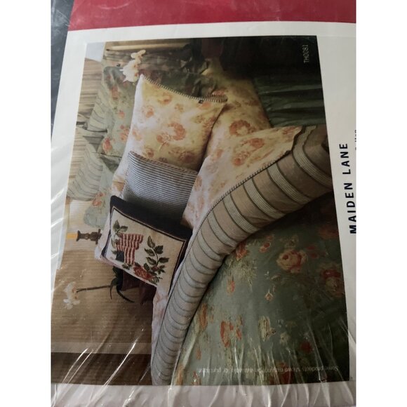 90s Tommy Hilfiger Twin Flat Sheet 100% Combed Cotton Floral Maiden Lane Blue - Picture 2 of 11